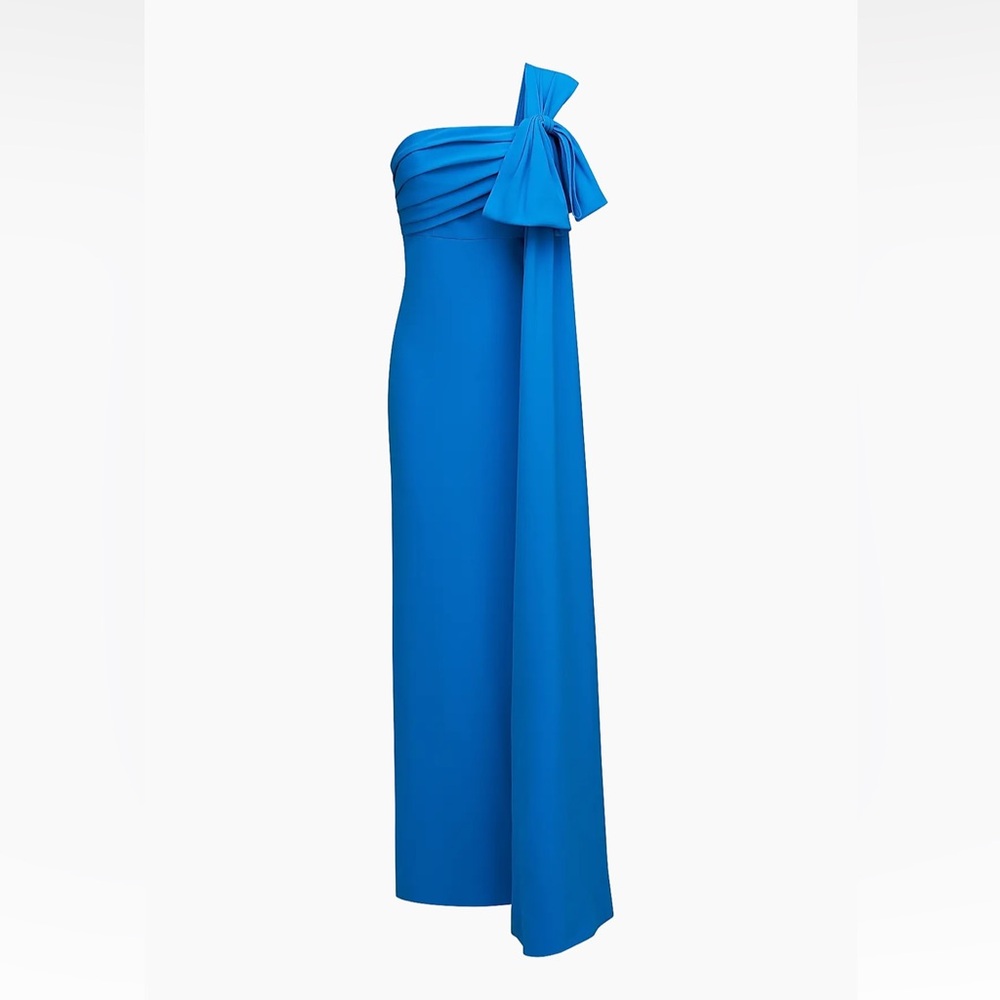Halston Heritage One Shoulder Blue Dress
